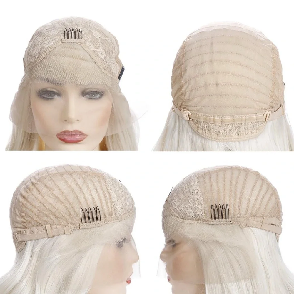 22” WHITE BLONDE BODY WAVY Lace  FRONT  Wig NEW